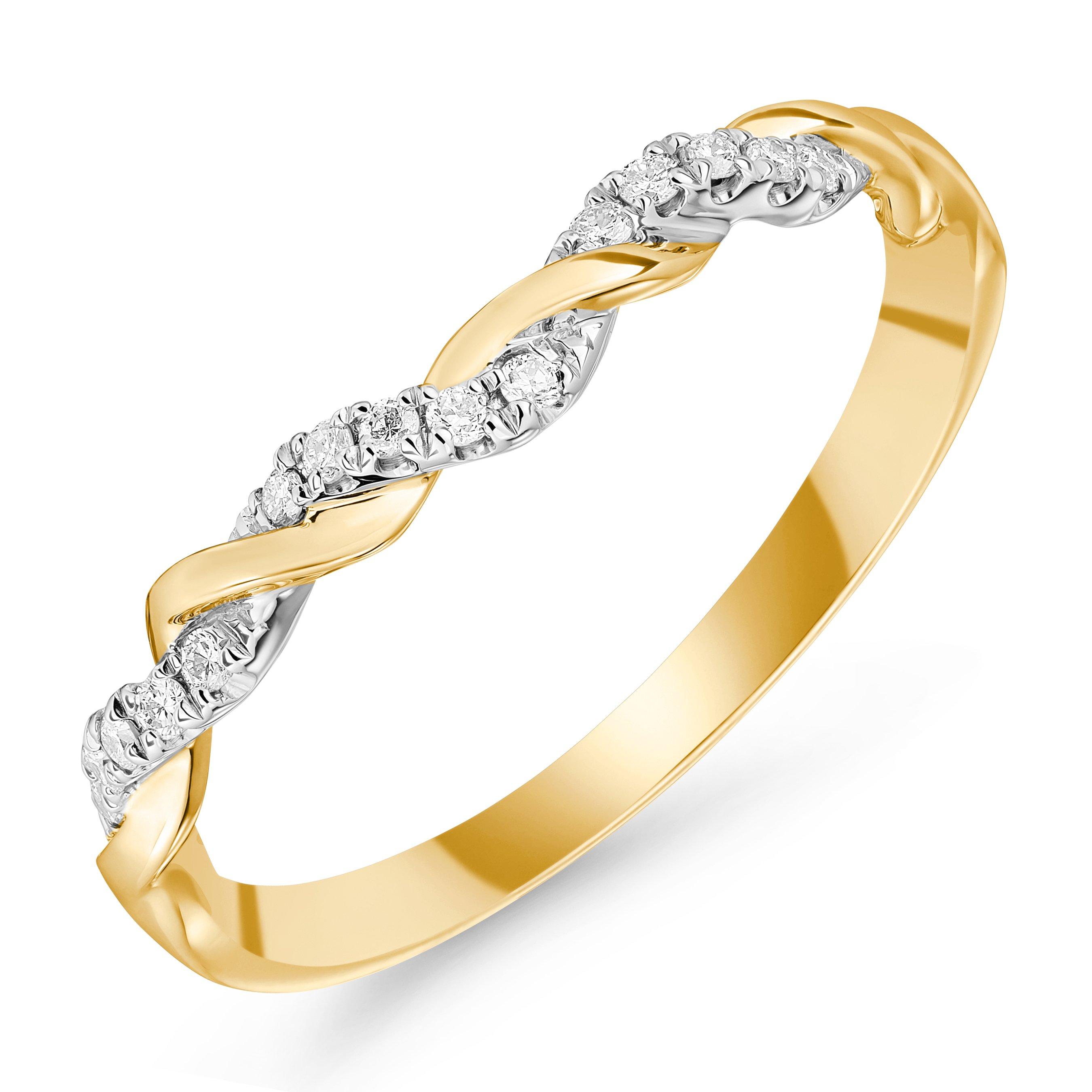 Beaverbrooks Entwine 18ct Yellow Gold Diamond Wedding Ring