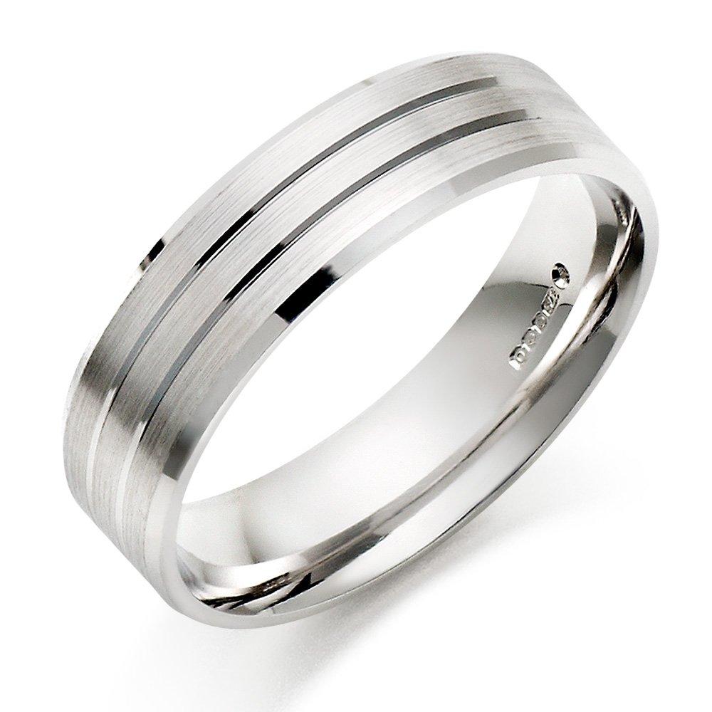 Men's 9ct White Gold Wedding Ring | 0005014 | Beaverbrooks the Jewellers