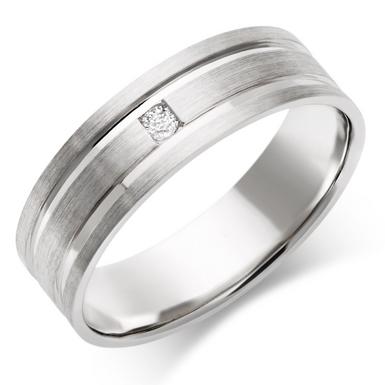 9ct White Gold Diamond Men's Wedding Ring | 0005018 | Beaverbrooks the ...