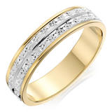 9ct Bi-colour Gold Sparkle Cut Ladies Wedding Ring