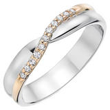 9ct White Gold and Rose Gold Diamond Ladies Wedding Ring