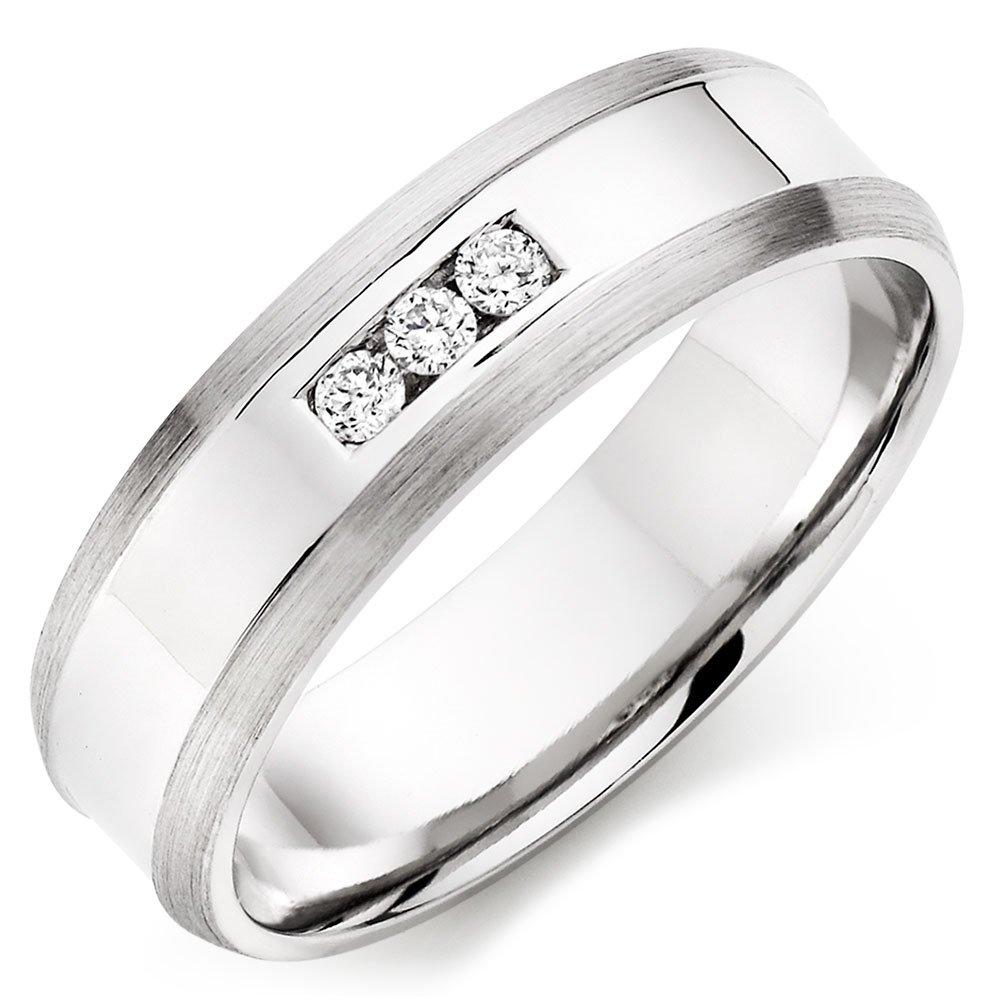 9ct White Gold Diamond Men's Wedding Ring