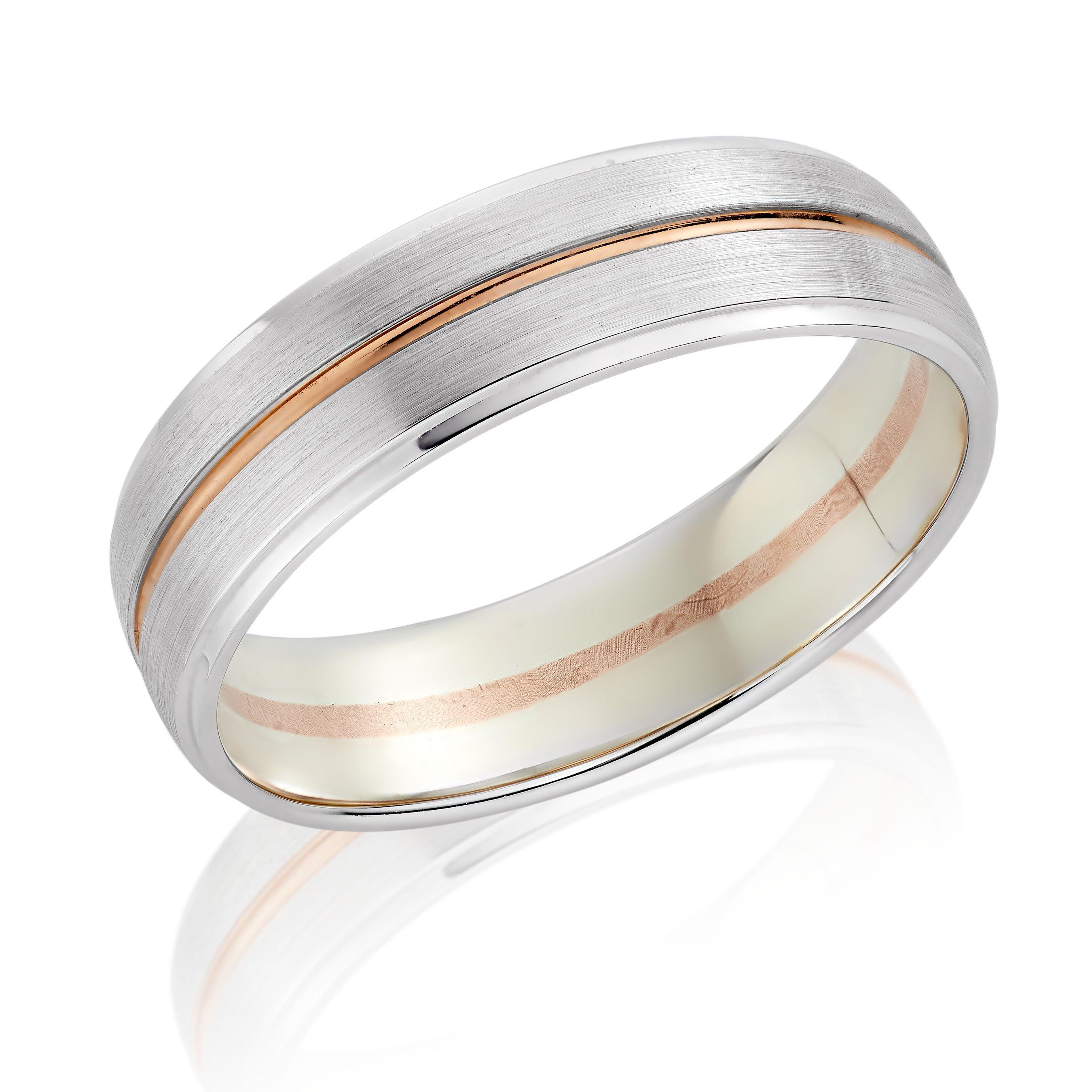 Rose and white hot sale gold mens wedding band