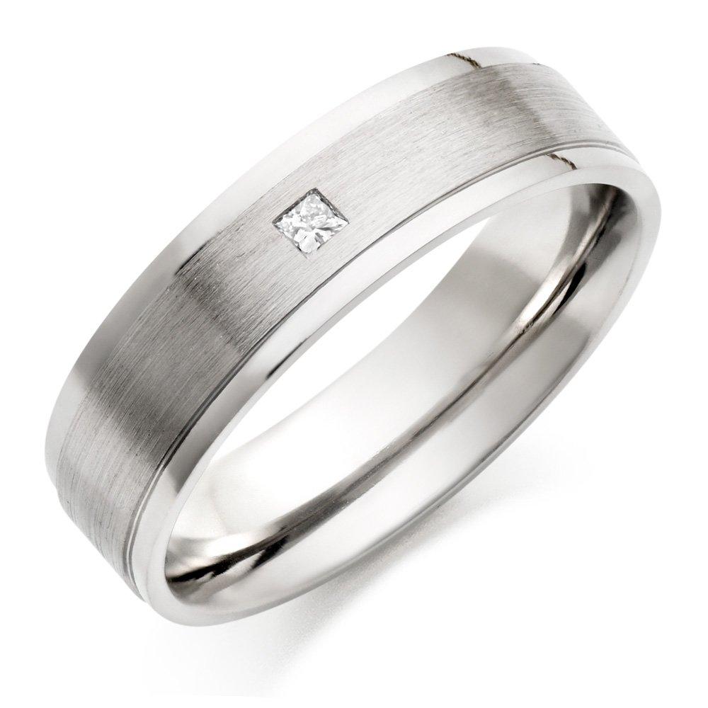 Palladium Diamond Men's Wedding Ring | 0005126 | Beaverbrooks the Jewellers