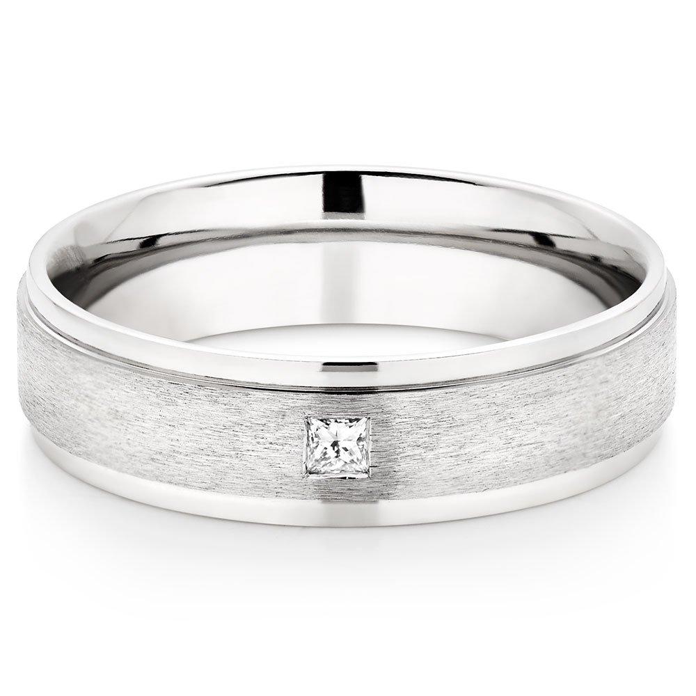 Palladium Diamond Men's Wedding Ring | 0005126 | Beaverbrooks the Jewellers