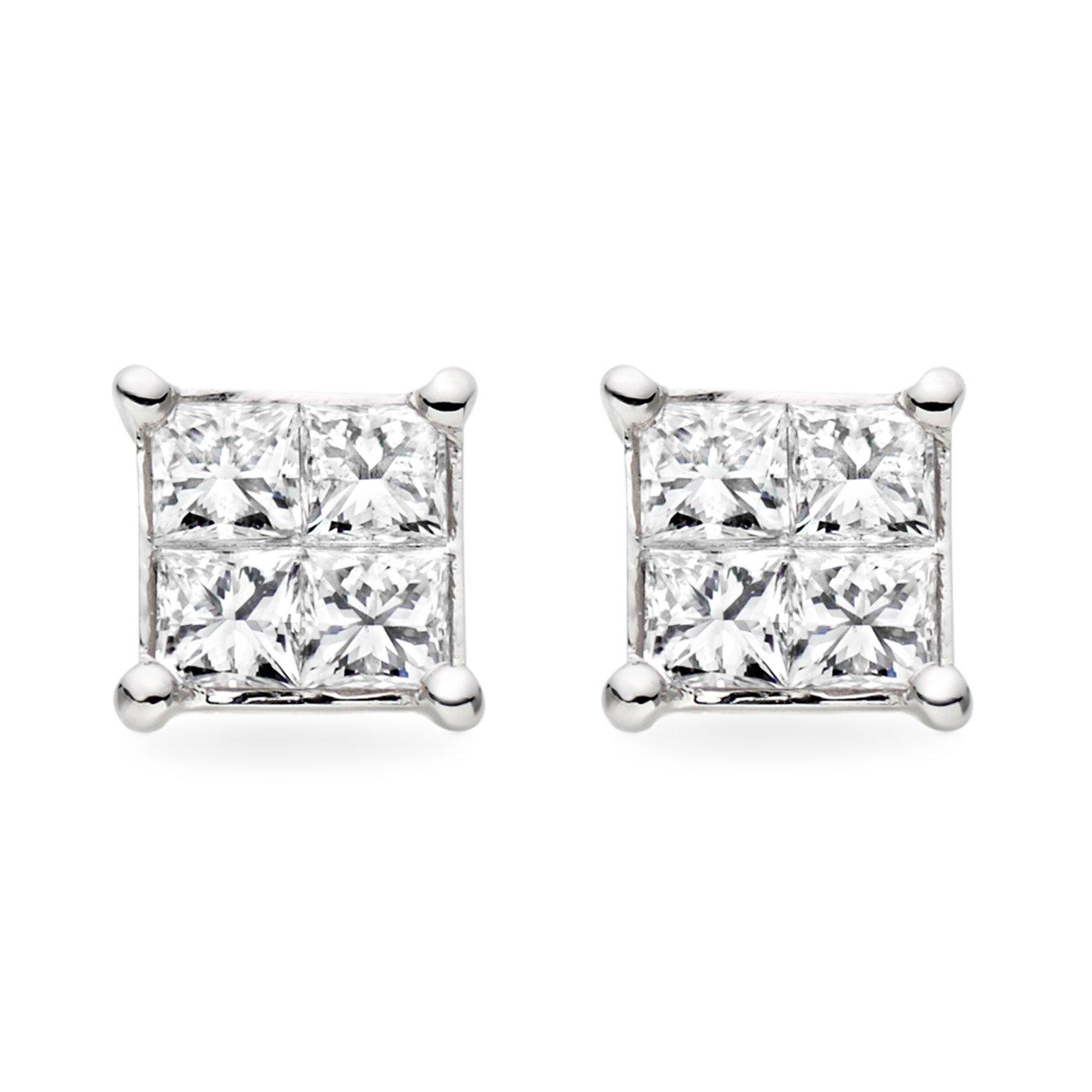 18ct White Gold Diamond Stud Earrings
