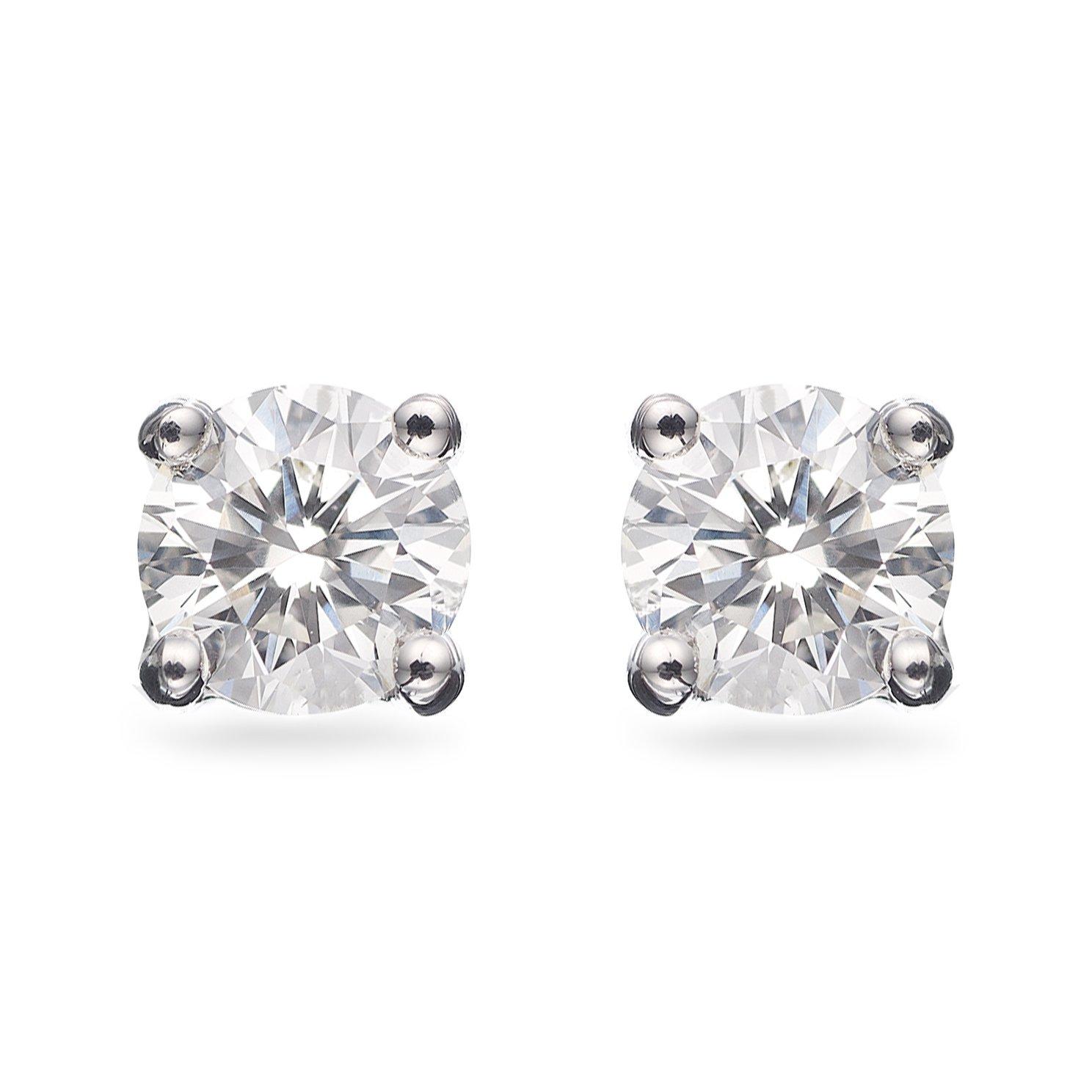 1.01ct Diamond Stud Earrings 4 Claw 18ct White Gold