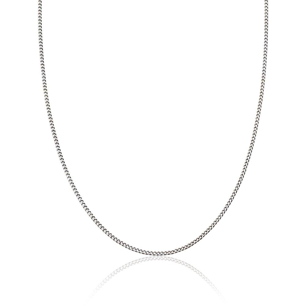 Beaverbrooks 18ct White Gold Curb Chain 45cm 0005240 Beaverbrooks
