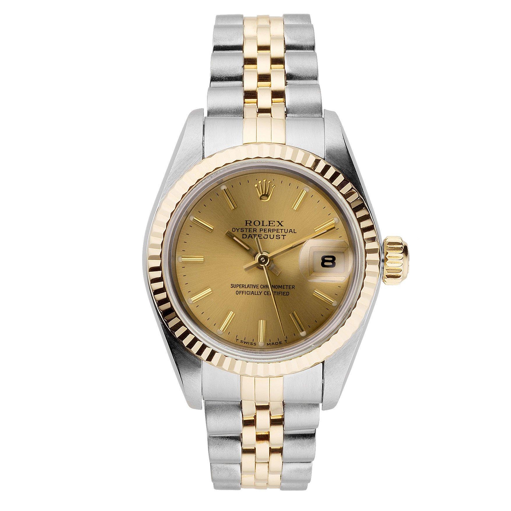 Rolex Pre Owned Datejust Steel and 18ct Gold Automatic Ladies Watch 69173 26 mm Champagne Dial Beaverbrooks