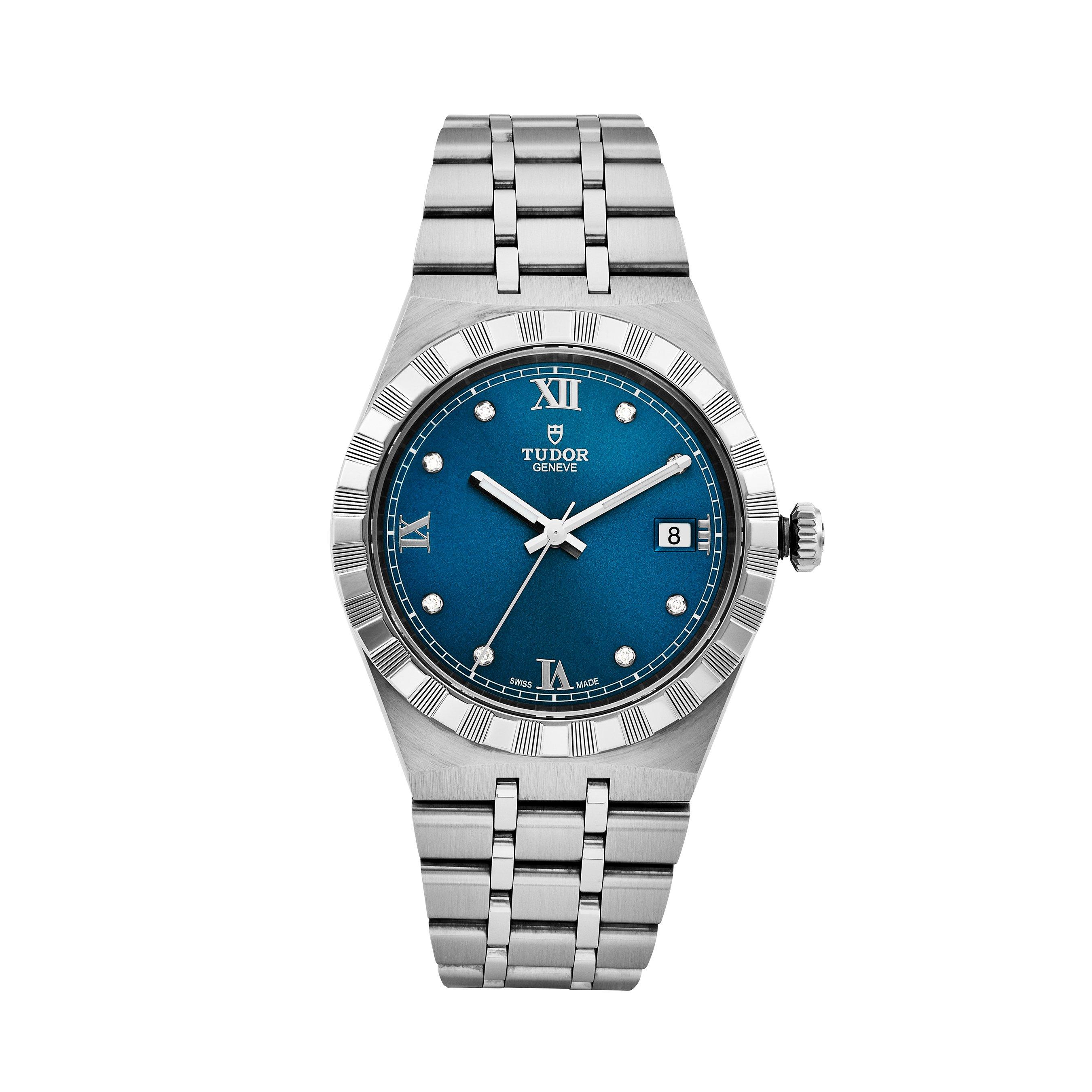 Tudor Pre-Owned Royal 38 Stainless Steel Blue Diamond Automatic Men’s ...
