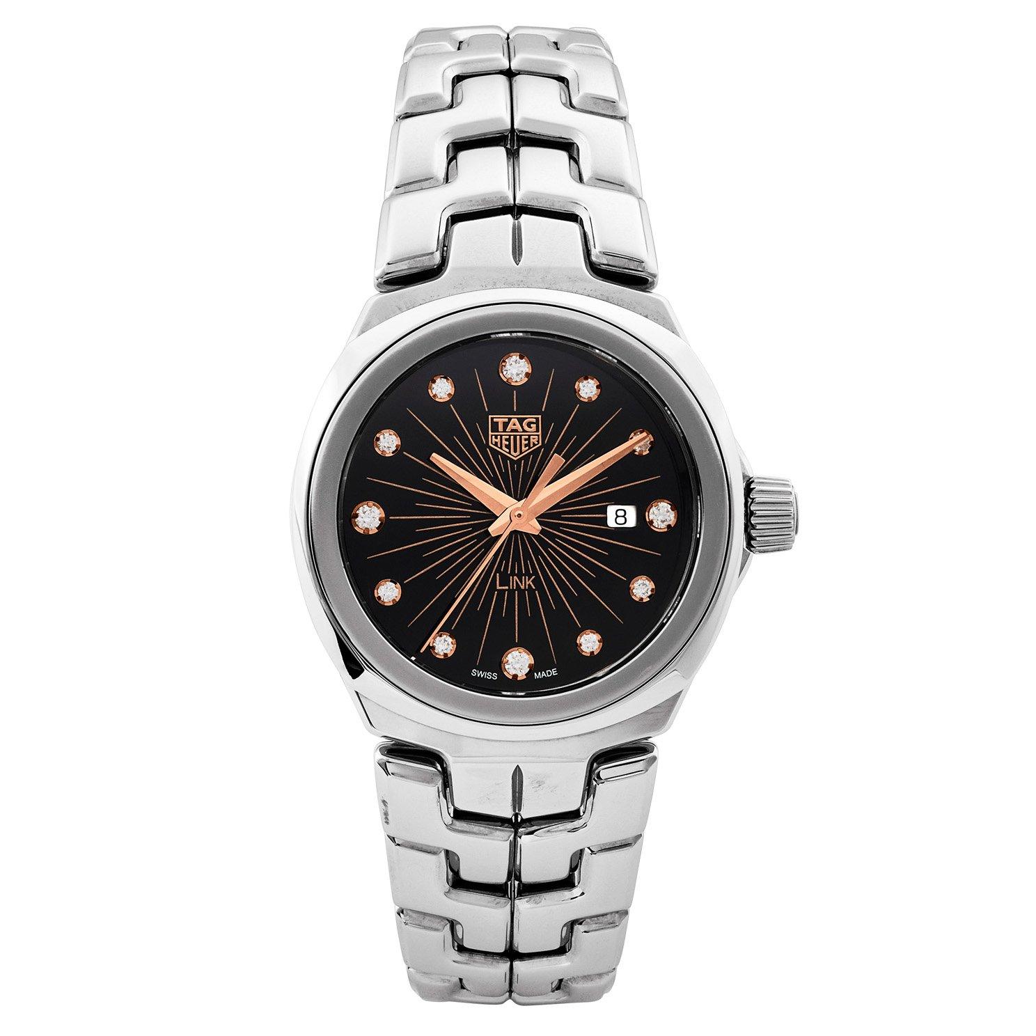 TAG Heuer Pre Owned Link Date Diamond Ladies Watch M122345 32 mm Black Dial Beaverbrooks