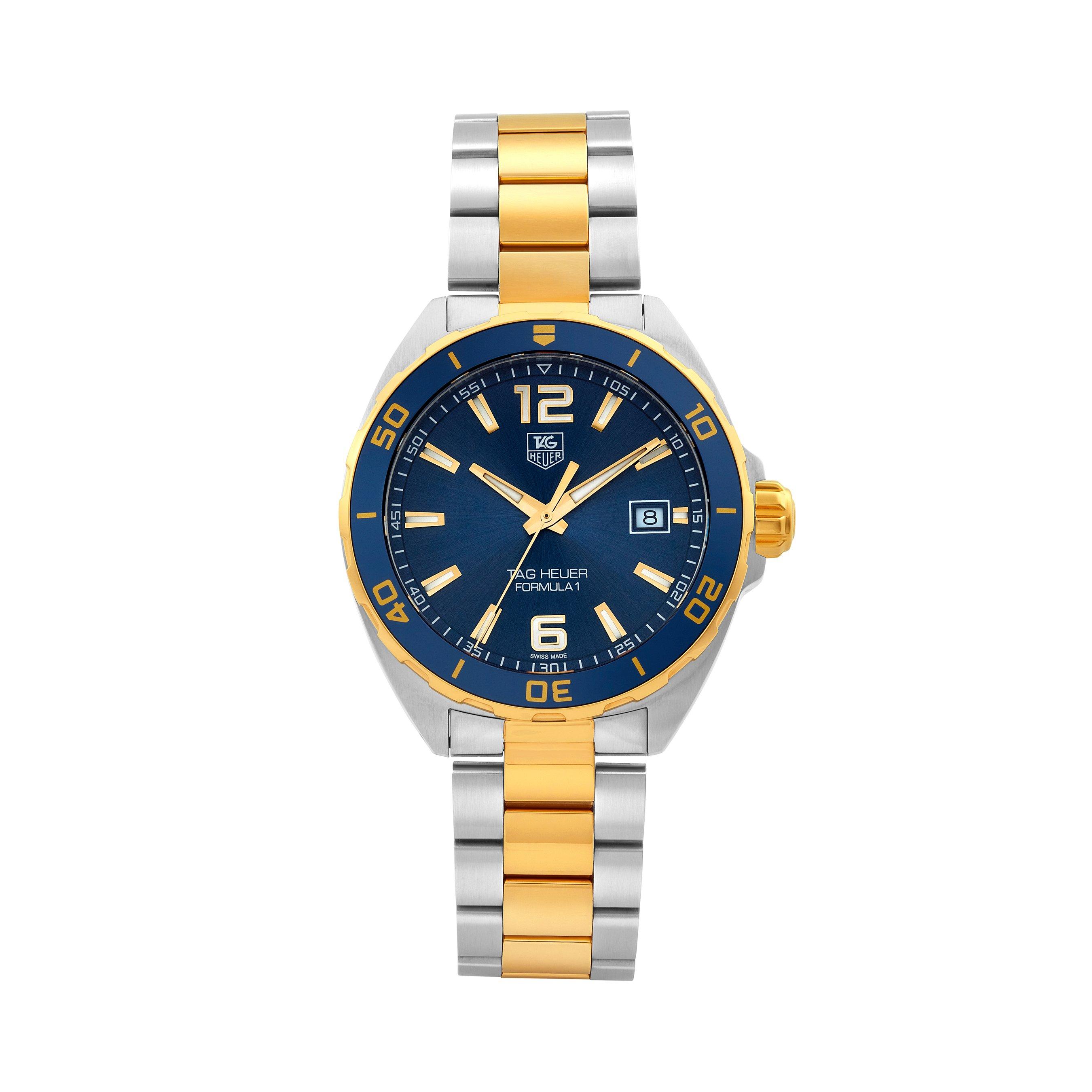 TAG Heuer Pre Owned Formula 1 Steel Gold Plated Men s Watch M106362 41 mm Blue Dial Beaverbrooks