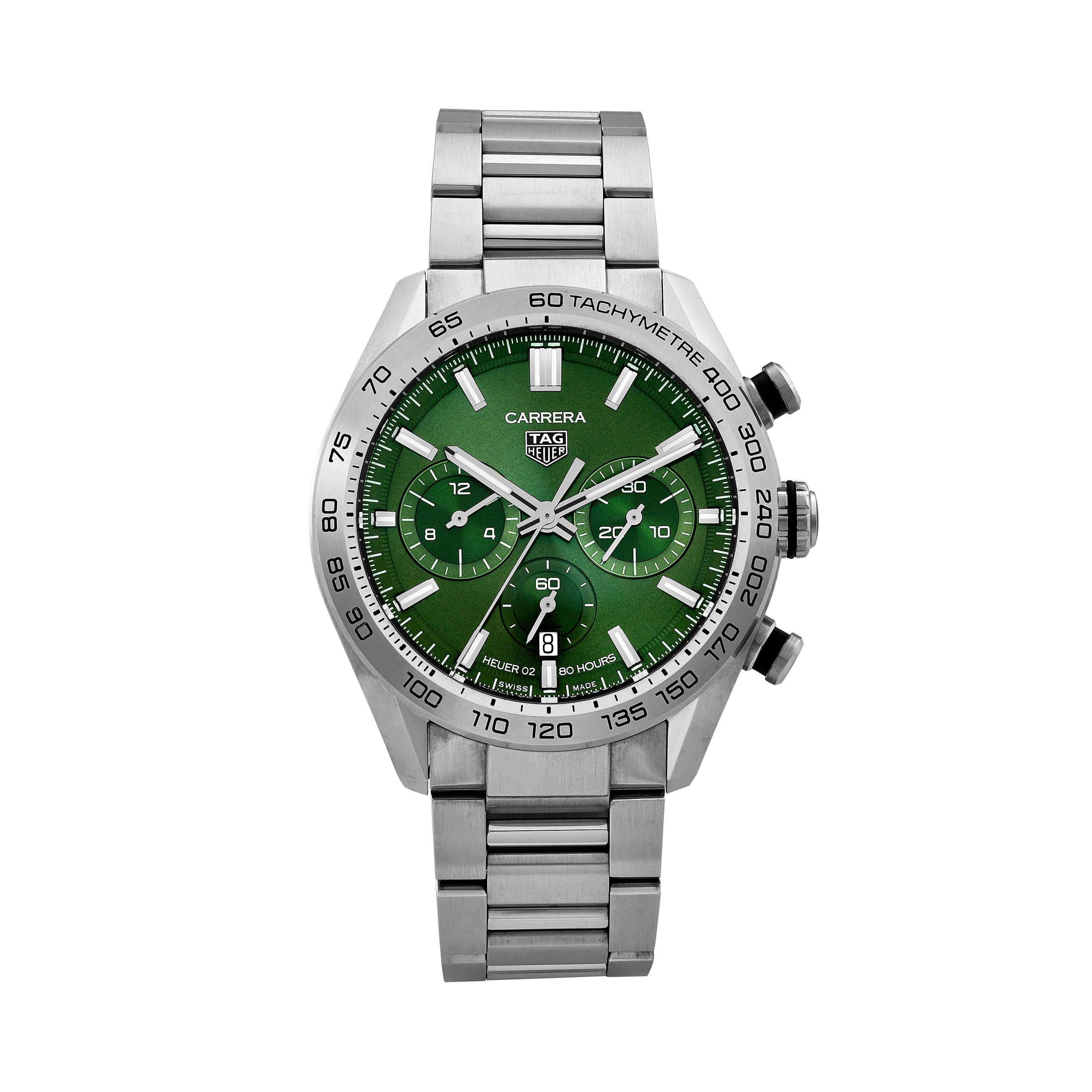 TAG Heuer Pre Owned Carrera Sport Automatic Chronograph Men s Watch M122353 44 mm Green Dial Beaverbrooks