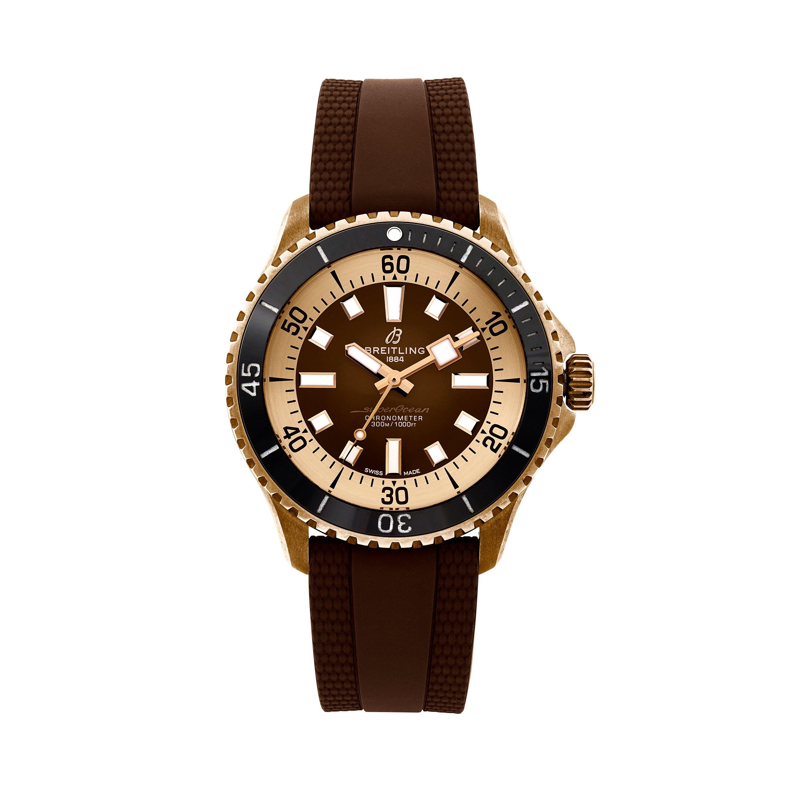 Breitling Pre Owned Superocean Automatic 44mm Brown Rubber Strap Bronze Men s Watch M132550 44 mm Bronze Dial Beaverbrooks