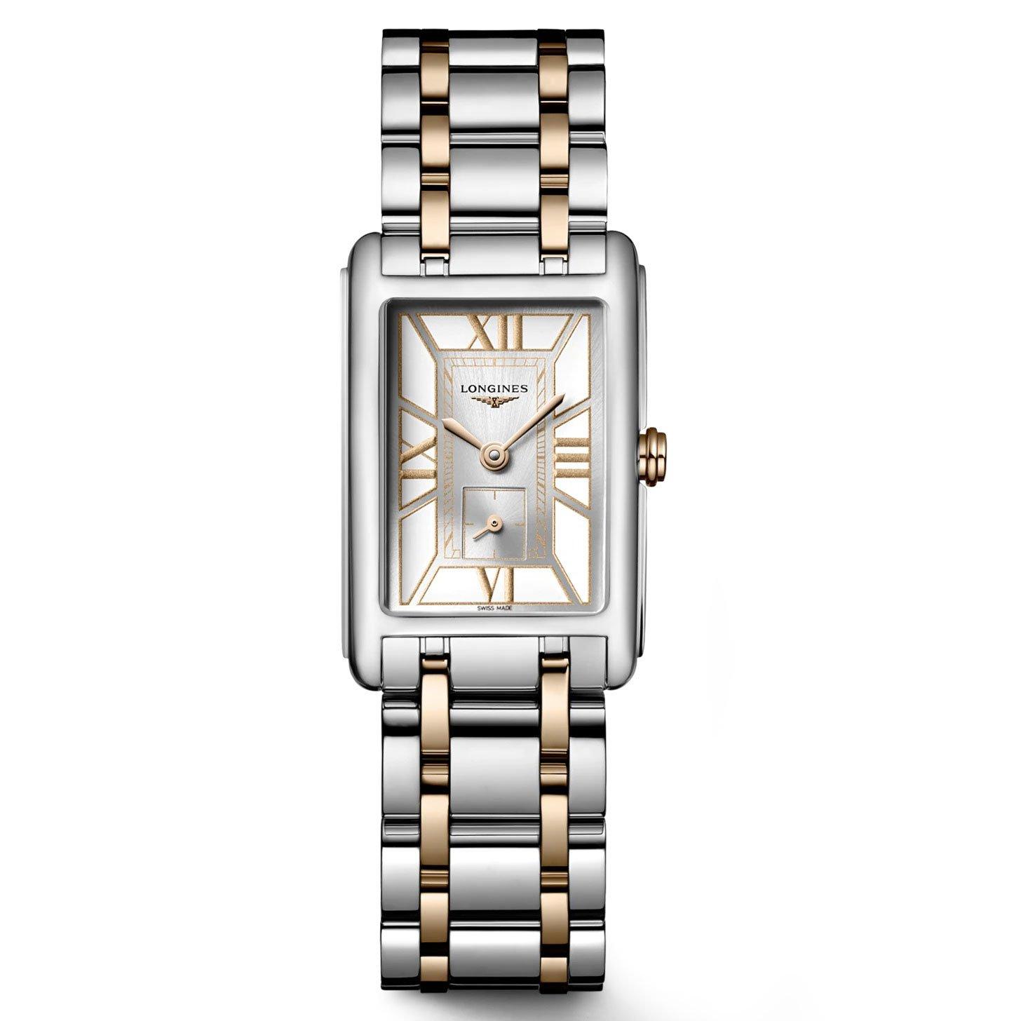 Longines Women's White Pre-Owned Dolcevita Stainless Steel and 18ct Rose Gold Watch, Size: 32mm