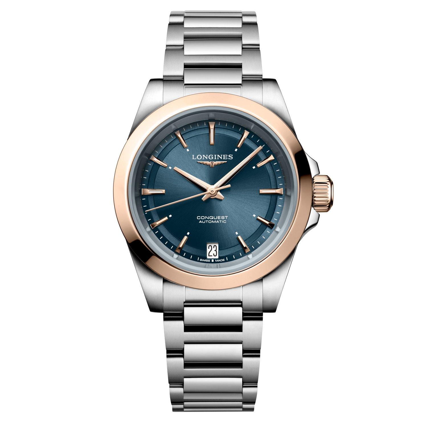Longines Pre-Owned Conquest 34mm Stainless Steel and 18ct Rose Gold Automatic Ladies Watch