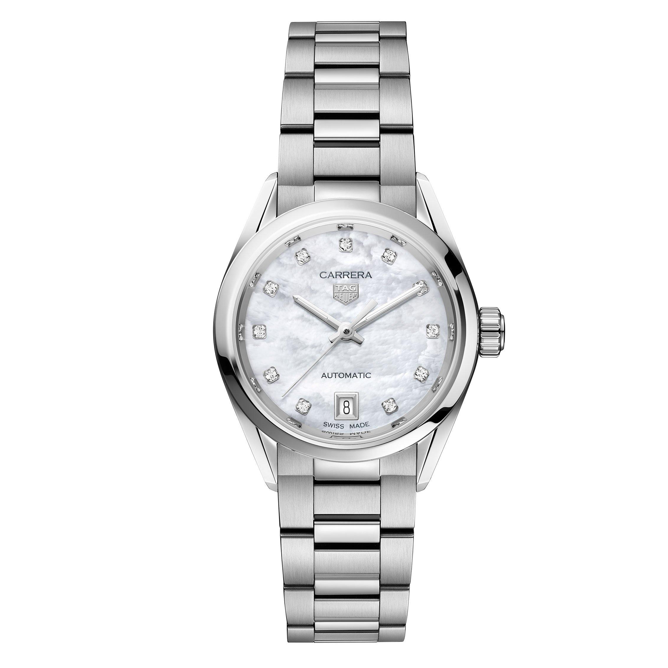 TAG Heuer Pre-Owned Carrera Date 29mm Diamond Automatic Ladies Watch