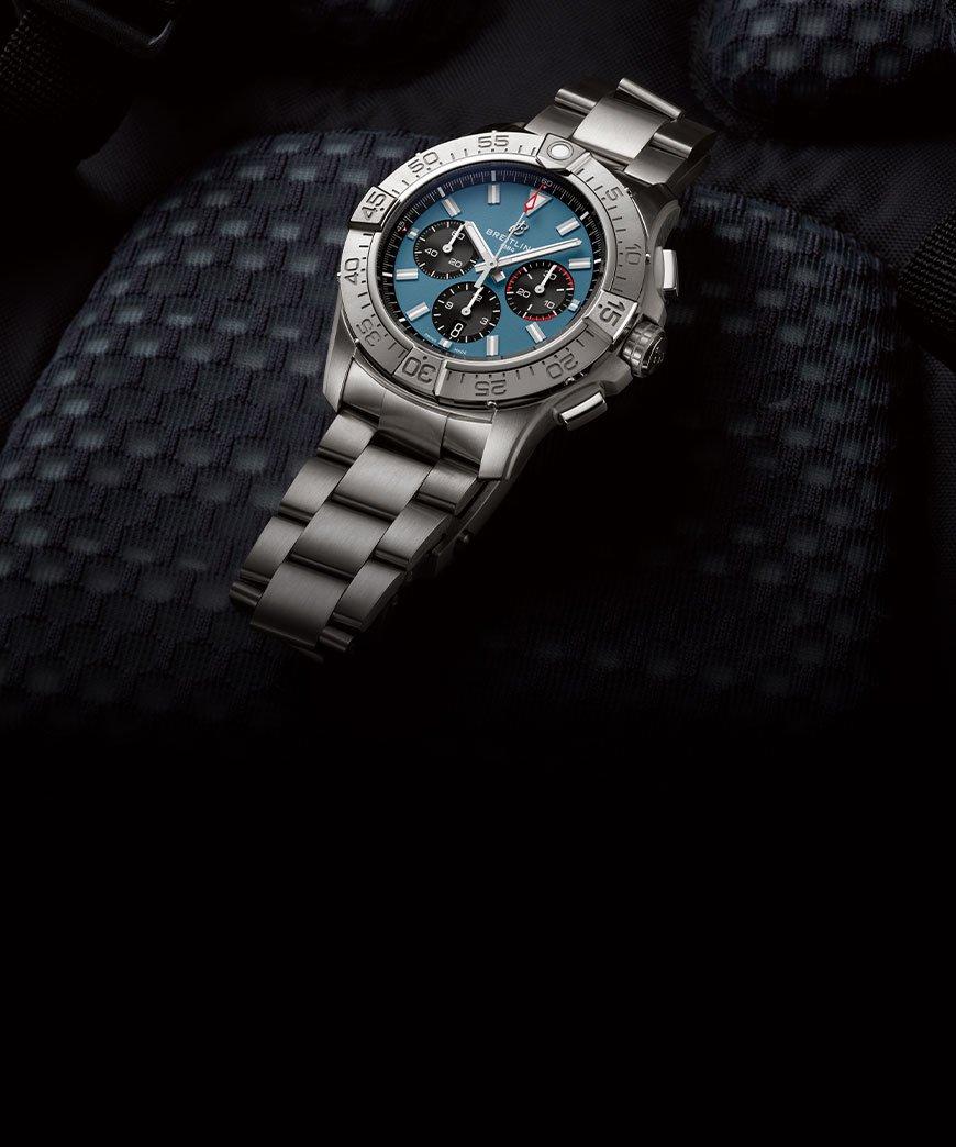 A blue dialled Breitling Super Avenger B01 Chronograph 46 men's watch with steel bracelet