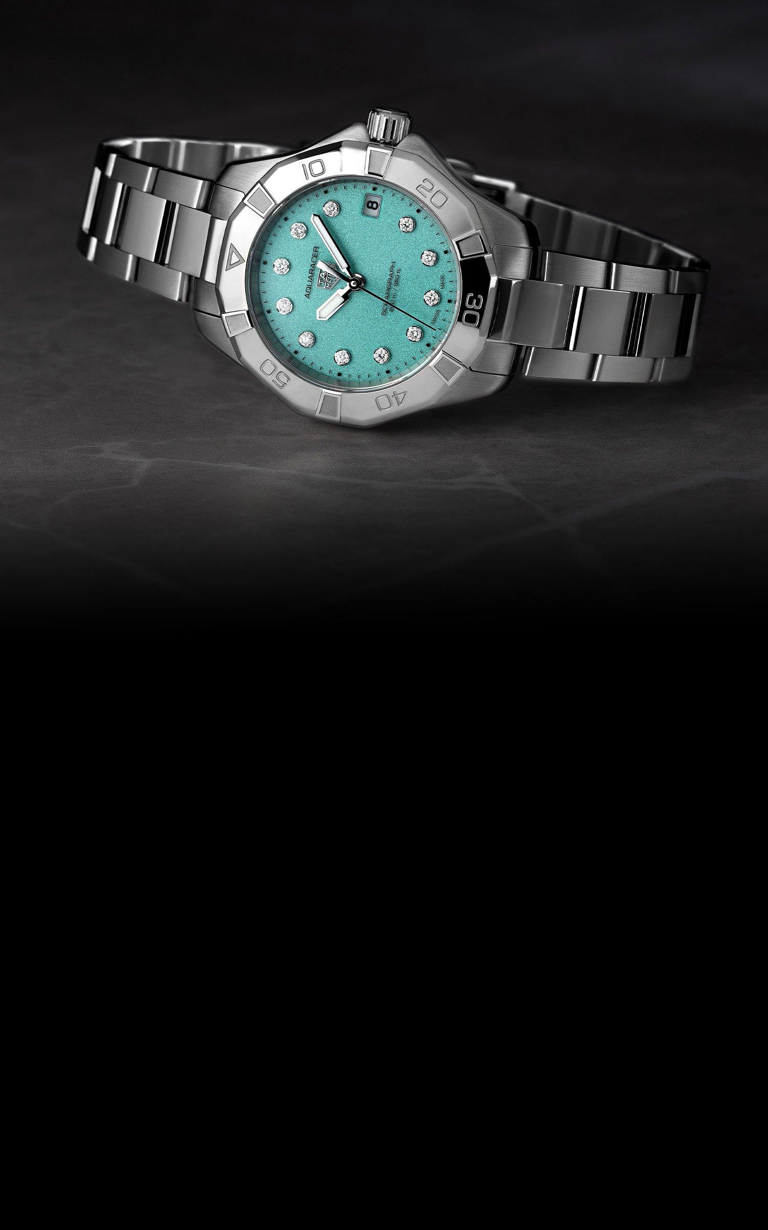 TAG Heuer Aquaracer solargraph 34mm Turquoise diamond dot