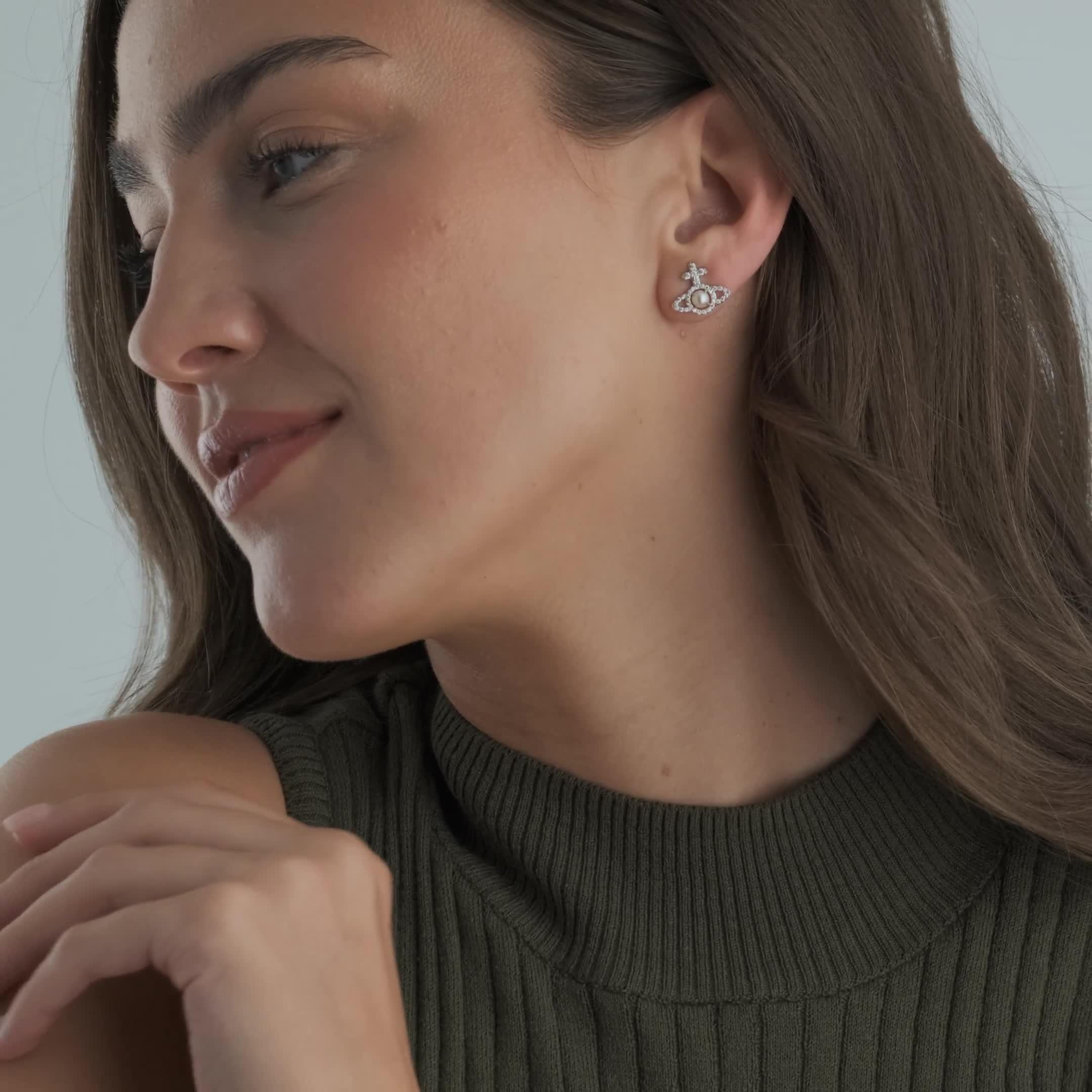 Vivienne Westwood Olympia Cubic Zirconia Pearl Earrings